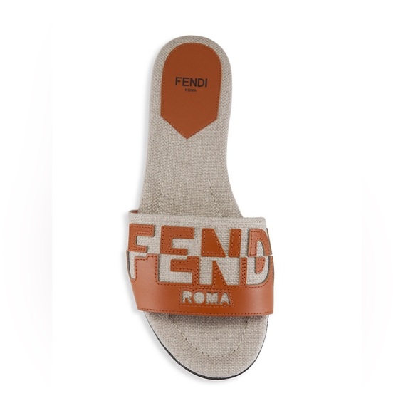 Fendi Shoes - Fendi
Canvas & Leather Logo Slide Sandals size 40.5